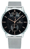 Tommy Hilfiger Hunter Quartz Black Dial Silver Steel Strap Watch for Men - 1791610 Authentic Buy Shop Now