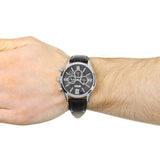 Hugo Boss Ambassador Chronograph Quartz Black Dial Black Leather Strap Watch For Men - HB1513194 Authentic Buy Shop Now