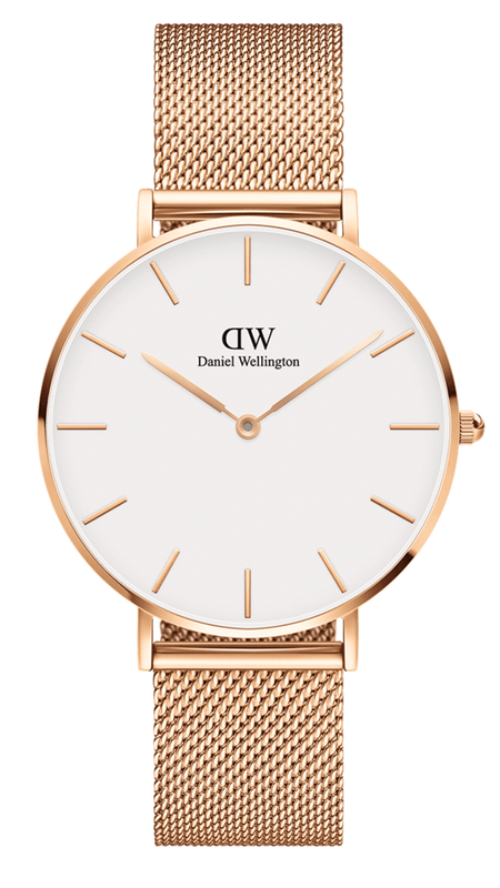 Daniel Wellington Petite Melrose White Dial Rose Gold Mesh Strap Watch For Women - DW00100305 Authentic Buy Shop Now