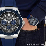 Guess Legacy Grey Dial Blue Silicone Strap Watch For Men - W1049G1 Authentic Buy Shop Now