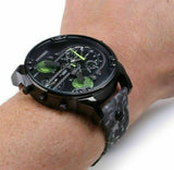 Diesel Big Daddy Chronograph Black Dial Black Leather Strap Watch For Men - DZ7311 Authentic Buy Shop Now