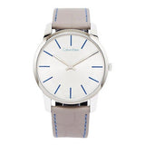 Calvin Klein City Silver Dial Grey Leather Strap Watch for Men - K2G211Q4 Authentic Buy Shop Now