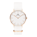 Daniel Wellington Classic Dover White Dial White Nylon Strap Watch For Women - DW00100309 Authentic Buy Shop Now