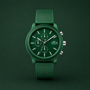 Lacoste 12.12 Chronograph Green Dial Green Silicone Strap Watch for Men - 2010973 Authentic Buy Shop Now