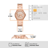 Michael Kors Lennox Three Hand Rose Gold Dial Rose Gold Steel Strap Watch For Women - MK7230 Authentic Buy Shop Now