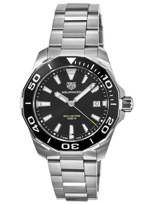 Tag Heuer Aquaracer Black Dial Silver Steel Strap Watch for Men - WAY111A.BA0928 Authentic Buy Shop Now