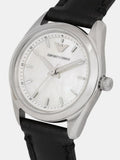 Emporio Armani Analog White Dial Black Leather Strap Watch For Women - AR6026 Authentic Buy Shop Now