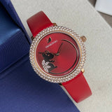 Swarovski Crystal Frost Red Dial Red Leather Strap Watch for Women - 5519226 Authentic Buy Shop Now