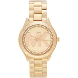 Michael Kors Slim Runway Gold Dial Gold Steel Strap Watch for Women - MK3477 Authentic Buy Shop Now