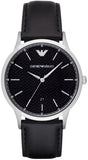 Emporio Armani Renato Analog Black Dial Black Leather Strap Watch For Men - AR8035 Authentic Buy Shop Now