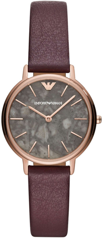 Emporio Armani Quartz Grey Dial Brown Leather Strap Watch For Women - AR11172 Authentic Buy Shop Now