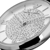 Emporio Armani Gianni T Bar Quartz Crystals Silver Dial Blue Leather Strap Watch For Women - AR11344 Authentic Buy Shop Now