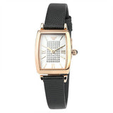 Emporio Armani Gianni T Bar Quartz White Dial Black Leather Strap Watch For Women - AR11408 Authentic Buy Shop Now