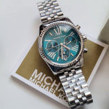 Michael Kors Lexington Chronograph Blue Dial Silver Steel Strap Watch For Women - MK5887 Authentic Buy Shop Now