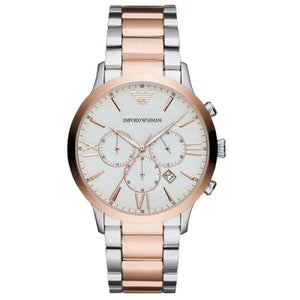 Emporio Armani Giovanni Chronograph Quartz White Dial Two Tone Steel Strap Watch For Men - AR11209 Authentic Buy Shop Now