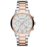 Emporio Armani Giovanni Chronograph Quartz White Dial Two Tone Steel Strap Watch For Men - AR11209 Authentic Buy Shop Now