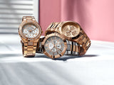 Guess Viva Diamonds White Dial Rose Gold Steel Strap Watch for Women - W0111L3 Authentic Buy Shop Now