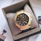 Guess Rigor Analog Black Dial Black Leather Strap Watch For Men - W0040G4 Authentic Buy Shop Now