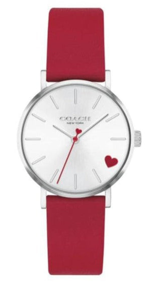 Coach Perry Silver Dial Red Leather Strap Watch for Women - 14503515 Authentic Buy Shop Now