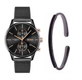 Hugo Boss Associate Black Dial Black Mesh Bracelet Watch for Men - 1513811 Authentic Buy Shop Now