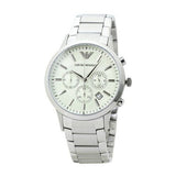 Emporio Armani Renato Chronograph Cream Dial Silver Steel Strap Watch For Men - AR2458 Authentic Buy Shop Now