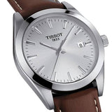Tissot Gentleman Powermatic 80 Silicium Silver Dial Brown Leather Strap Watch For Men - T127.407.16.031.00 Authentic Buy Shop Now