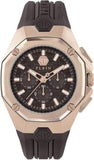 Philipp Plein Octagon Rose Gold Dial Brown Silicone Strap Watch for Men - PWTBA0223 Authentic Buy Shop Now