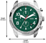 Fossil Bronson Chronograph Green Dial Brown Leather Strap Watch for Men - FS5738 Authentic Buy Shop Now