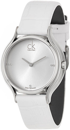 Calvin Klein Skirt White Dial White Leather Strap Watch for Women - K2U231KW Authentic Buy Shop Now