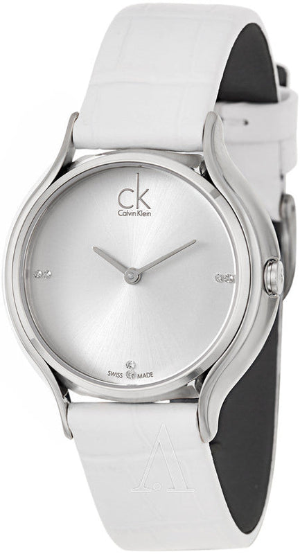 Calvin Klein Skirt White Dial White Leather Strap Watch for Women - K2U231KW Authentic Buy Shop Now