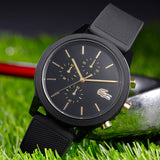 Lacoste 12.12 Chronograph Black Dial Black Silicon Strap Watch for Men - 2011012 Authentic Buy Shop Now