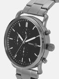 Fossil The Commuter Black Dial Grey Steel Strap Watch for Men - FS5400 Authentic Buy Shop Now