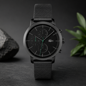 Lacoste Replay Chronograph Black Dial Black Leather Strap Watch for Men - 2011177 Authentic Buy Shop Now