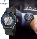 Maserati Epoca Automatic Skeleton Blue Dial Mesh Bracelet Watch For Men - R8823118002 Authentic Buy Shop Now