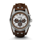 Fossil Coachman Chronograph Silver Dial Brown Leather Strap Watch for Men - CH2565 Authentic Buy Shop Now