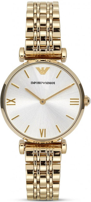 Emporio Armani Gianni T Bar Silver Dial Gold Stainless Steel Strap Watch For Women - AR1877 Authentic Buy Shop Now