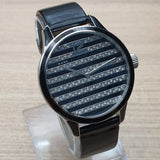 Marc Jacobs Lidia Stripe Glitz Black Dial Black Leather Strap Watch for Women - MBM1166 Authentic Buy Shop Now
