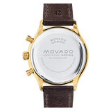 Movado Heritage Chronograph Green Dial Brown Leather Strap Watch For Men - 3650062 Authentic Buy Shop Now
