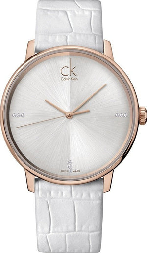 Calvin Klein Accent White Dial White Leather Strap Watch for Men - K2Y2X6KW Authentic Buy Shop Now