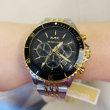 Michael Kors Bayville Chronograph Black Dial Two Tone Steel Strap Watch For Women - MK8872 Authentic Buy Shop Now