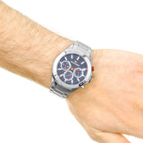 Tommy Hilfiger Hudson Chronograph Quartz Blue Dial Silver Steel Strap Watch For Men - 1791228 Authentic Buy Shop Now
