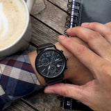 Calvin Klein Post Minimal Chronograph Black Dial Black Leather Strap Watch for Men - K7627401 Authentic Buy Shop Now