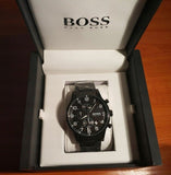 Hugo Boss Chronograph Black Dial Black Steel Strap Watch for Men - 1513180 Authentic Buy Shop Now