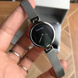 Calvin Klein Authentic Black Dial Silver Mesh Bracelet Watch for Women - K8G23121 Authentic Buy Shop Now