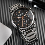 Emporio Armani Luigi Ceramic Chronograph Black Dial Black Strap Watch For Men - AR1509 Authentic Buy Shop Now