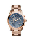 Michael Kors Runway Stop Hunger Quartz Blue Dial Rose Gold Steel Strap Watch For Men - MK8358 Authentic Buy Shop Now