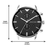 Emporio Armani Gianni Chronograph Black Dial Black Leather Strap Watch For Men - AR0397 Authentic Buy Shop Now