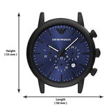 Emporio Armani Luigi Analog Blue Dial Black Leather Strap Watch For Men - AR11351 Authentic Buy Shop Now
