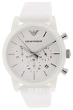 Emporio Armani Classic Chronograph White Dial White Rubber Strap Watch For Men - AR1054 Authentic Buy Shop Now