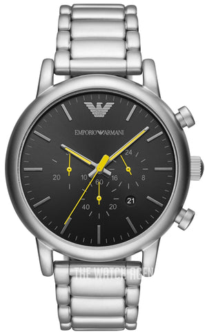 Emporio Armani Luigi Chronograph Black Dial Silver Steel Strap Watch For Men - AR11324 Authentic Buy Shop Now